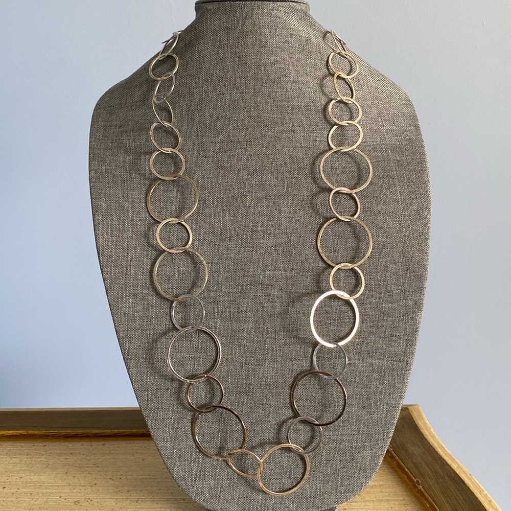 Vintage Silver Circle Link Necklace or Statement Belt